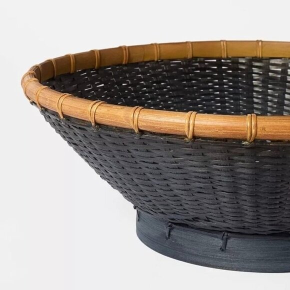 Round Bamboo Decorative Woven Bowl Slate Black - Threshold Studio McGee Fall 24 - Picture 3 of 6